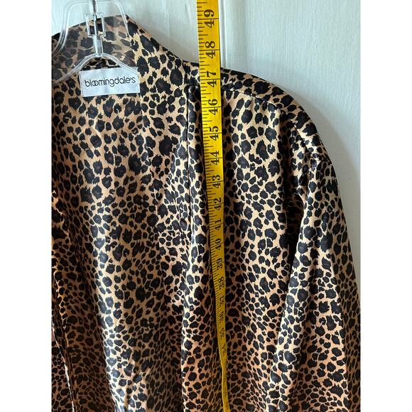 Bloomingdale's leopard print robe one size long kimono style belted silky - Picture 14 of 16